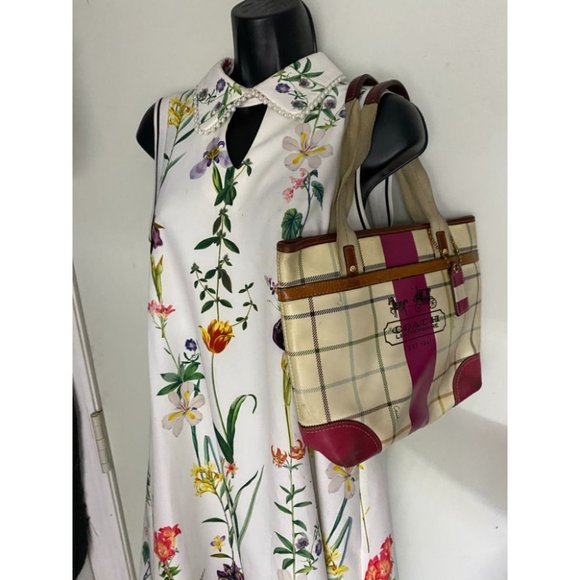 Coach Cream Red Coated Canvas Signature Handbag - Picture 9 of 13